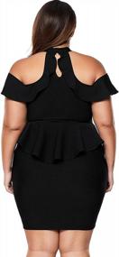 img 2 attached to Women'S Plus Size Cold Shoulder Peplum Bodycon Party Dress By LALAGEN