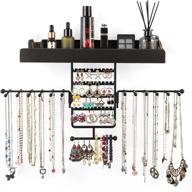 maximize storage and style with our black rotating wall-mounted necklace holder! logo