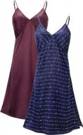 women's satin nightgowns 2 pack - sexy chemise silk cami lounger dress full slip nightie logo