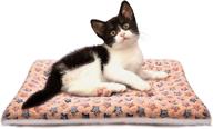 fjwysangu fluffy pet cat blanket: soft coral velvet cushion mat for warmth & comfort (l, beige) logo