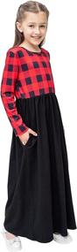 img 1 attached to 👗 KYMIDY Buffalo Sleeve Dresses with Pockets - Girls' Clothing