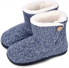 img 4 attached to Warm Knit Bootie Slippers For Women With Plush Lining, Memory Foam And Slip-On Design For Ultimate Comfort And Breathable Indoor Winter Wear