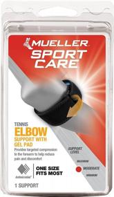 img 1 attached to 🎾 Mueller Tennis Elbow Support Brace with Gel Pad - Black, Size Adaptable (1 Unit)