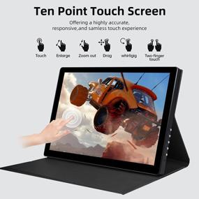 img 3 attached to Thinlerain Portable Resolution Touchscreen External 10.1", 60Hz, Touch Screen, Built-In Speakers, Glossy Screen, HD