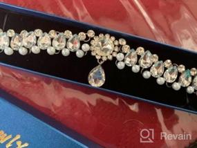 img 7 attached to Fashion Womens Pearl & Crystal Diamond Chunky Choker Pendant Bib Necklace