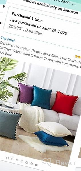 img 1 attached to Add A Pop Of Color And Texture To Your Home With Top Finel Velvet Throw Pillow Cover With Pom-Poms In Teal Green review by Krystal Rice