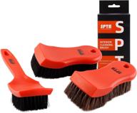 🧽 spta 3pcs car detailing brush kit - leather &amp; textile car interior brush - comfortable grip, scratch-free cleaning for car dashboard, wheels, seats, foot mat &amp; small areas логотип