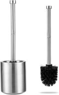 🚽 deluxe dual layer stainless steel toilet bowl brush and holder: modern & compact bathroom cleaning tool with stiff bristles for deep cleaning logo