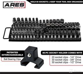 img 3 attached to 🧰Сохраните порядок в своем инструментальном ящике с помощью ARES 60038 - черный органайзер для головок на 80 штук: вмещает 80 головок на шинелькам с квадратным приводом 1/4 дюйма, 3/8 дюйма и 1/2 дюйма.