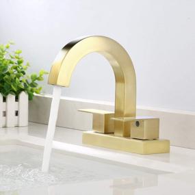 img 4 attached to KES Brushed Brass Bathroom Faucet 4-Inch Centerset Brushed Gold Bathroom Sink Faucet Brass Construction (Supply Hose Included), L4118LF-BZ