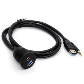 img 1 attached to 🔌 BSHTU USB 3.0 Flush Mount Cable - 3.0 USB & 3.5mm Aux Extension Mount, Flush, Dash, Panel Mount Cable with 1/8 AUX for Car, Bike, Boat, Motorcycle Radio, Stereo Android (1 Meter/3Ft)