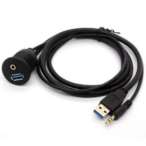 img 3 attached to 🔌 BSHTU USB 3.0 Flush Mount Cable - 3.0 USB & 3.5mm Aux Extension Mount, Flush, Dash, Panel Mount Cable with 1/8 AUX for Car, Bike, Boat, Motorcycle Radio, Stereo Android (1 Meter/3Ft)