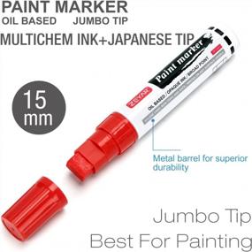 img 2 attached to Jumbo 15 мм маркеры с фломастером - водостойкие и устойчивые к смазыванию чернила, алюминиевый корпус для рисования на бумаге, пластике, дереве, камне, металле и стекле (1 черный и 2 белых)