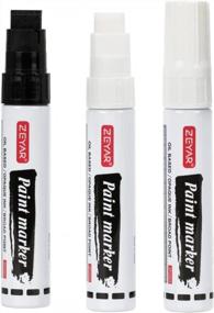 img 4 attached to Jumbo 15Mm Felt Tip Paint Markers - Waterproof & Smear Proof Ink, Aluminum Barrel For Doodling On Paper, Plastic, Wood, Rock, Metal And Glass (1 Black And 2 White)