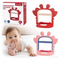 🦀 amorbebe never collect dust baby teethers: 2-pack anti-dropping teething toys for babies 0-6 months & 6-12 months - silicone wrist teether, sensory chew montessori - hand pacifier (crab) logo