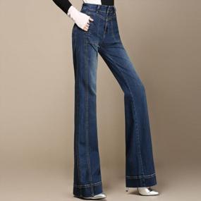 img 3 attached to Women'S High Waist Wide Leg Utility Pocket Flare Jeans - Cresay