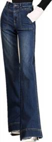 img 4 attached to Women'S High Waist Wide Leg Utility Pocket Flare Jeans - Cresay