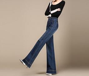 img 2 attached to Women'S High Waist Wide Leg Utility Pocket Flare Jeans - Cresay