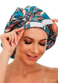 img 4 attached to Waterproof Reusable Shower Cap for Women - HIUMI: Your Ultimate Bath Essential