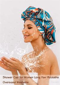 img 2 attached to Waterproof Reusable Shower Cap for Women - HIUMI: Your Ultimate Bath Essential