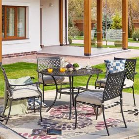 img 1 attached to 5-Piece Heavy Duty PatioFestival Outdoor Dining Set - Round Tabletop & 4 Stackable Chairs