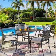 5-piece heavy duty patiofestival outdoor dining set - round tabletop & 4 stackable chairs logo