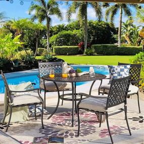 img 4 attached to 5-Piece Heavy Duty PatioFestival Outdoor Dining Set - Round Tabletop & 4 Stackable Chairs