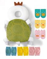 junneng toddler baby head protector safety cushion with knee pads & anti-slip socks (turtle) for 6m to 3y logo
