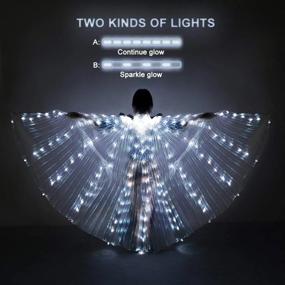 img 2 attached to White LED Belly Dance Isis Wings With Telescopic Sticks And Flexible Rods For Adults And Children