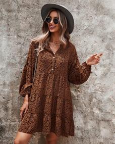 img 3 attached to Women'S Elegant Boho Floral Dress: Ruffle Long Sleeve V Neck Tie Beach Flowy Style