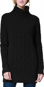 img 4 attached to PrettyGuide Women'S Plus Size Turtleneck Cable Knit Tunic Sweater - Cozy & Long