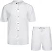 stay cool and comfortable: men's linen shirt and drawstring pants with pockets logo