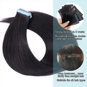 img 1 attached to Yaki Straight Tape In Hair Extensions Human Hair 40 PCS Light Yaki Tape In Hair Extensions Human Hair Black Women 100% Human Hair Double Sided Seamless PU Tape In Hair Extensions 18 Inch