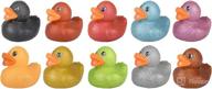 🦆 10-pack glitter rubber duck toy assortment duckies for kids - perfect for bath, birthday gifts, baby showers, summer beach, and pool activities - 2 inches логотип