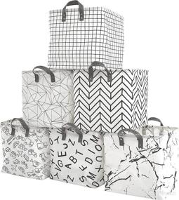 img 4 attached to 📦 DECOMOMO Set of 6 Foldable Storage Bins - Water Resistant Fabric Containers with Handles - Ideal for Nurseries, Closets, Bathrooms, Toys, Blankets - Home Décor (Cube, Extra Thick)