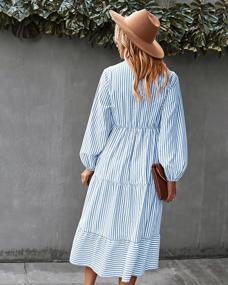 img 1 attached to Sleeveless Striped V Neck Midi Dress With Ruffle Pleated Tunic Tops And Button Detailing For Casual Wear - YOXUA Women'S Shirt Dress