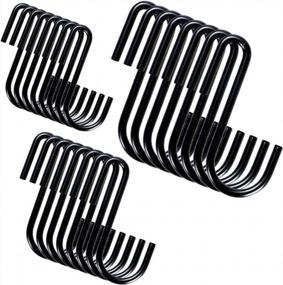 img 4 attached to 24 Pack Of Heavy Duty Black S-Shaped Hangers For Kitchen, Bathroom, Bedroom, And Office - Assorted Sizes (Small, Medium, Large) - YourGift Brand