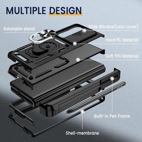 img 3 attached to Чехол для Samsung Galaxy Z Fold 4 5G 2022: Goton [Крышка для выдвижной камеры][Подставка на 360°] [Защита шарнира][Защитная пленка для экрана][Держатель для S-ручки][Защита военного класса]