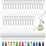 diy projects & crafts: 180pcs acrylic keychain making kit with clear discs & tassels logo