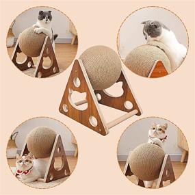 img 1 attached to Natural Sisal Cat Scratching Ball Toy with Interactive Solid Wood Stand - Ideal Scratcher Pet Toy for Cats and Kittens