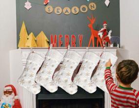 img 1 attached to Добавьте праздничное очарование в свой дом с рождественскими чулками AOGU'S Sequin Snowflake - набор из 3!