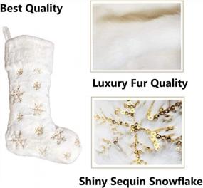 img 4 attached to Добавьте праздничное очарование в свой дом с рождественскими чулками AOGU'S Sequin Snowflake - набор из 3!