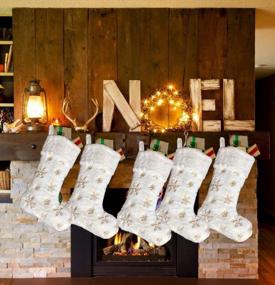 img 2 attached to Добавьте праздничное очарование в свой дом с рождественскими чулками AOGU'S Sequin Snowflake - набор из 3!
