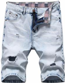 img 4 attached to Men'S Slim Fit Denim Shorts With Ripped And Distressed Detailing And Holes