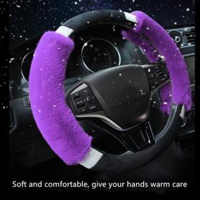 img 1 attached to 🚗 Valleycomfy Cute Steering Wheel Cover for Women - Universal Non-Slip Bling Crystal Fluffy Interior Accessory (Purple)