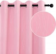 высококачественные розовые затемненные шторы с принтом серебряной волны - 52x63 дюймовые люверсы, верхние термоизолированные оконные шторы для детей, спальни и гостиной для мальчиков - набор из 2 панелей логотип