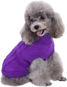 img 1 attached to 🐾 CHBORCHICEN Small Dog Sweaters: Cozy Knitted Pet Sweater for Cats and Dogs - Stay Warm in Style Throughout Winter (Small, Purple)