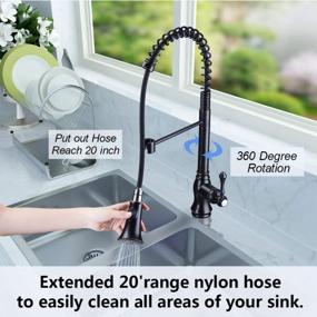 img 3 attached to Tohlar Bronze Kitchen Faucet, Oil Rubbed Bronze Kitchen Faucet, Kitchen Faucet With Pull Down Sprayer, Antique Spring Single Handle Kitchen Sink Faucet With Deck Plate