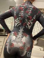 картинка 1 прикреплена к отзыву Spooky Chic: Fixmatti Women'S Long Sleeve Skull Print Jumpsuit For Halloween Parties от Billy Donalson