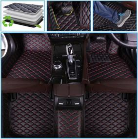 img 4 attached to Muchkey Car Floor Mats Fit For Lincoln MKZ 2014-2019 2020 Full Coverage All Weather Protection Non-Slip Leather Floor Liners Black-Red